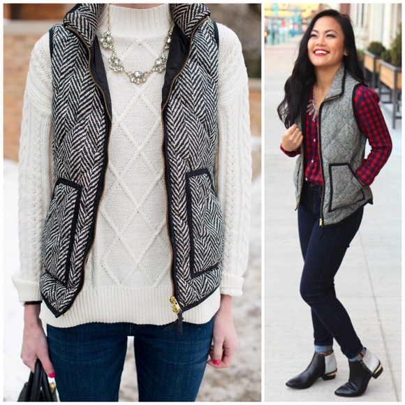 J. Crew Jackets & Blazers - J. Crew Herringbone Puffer Vest